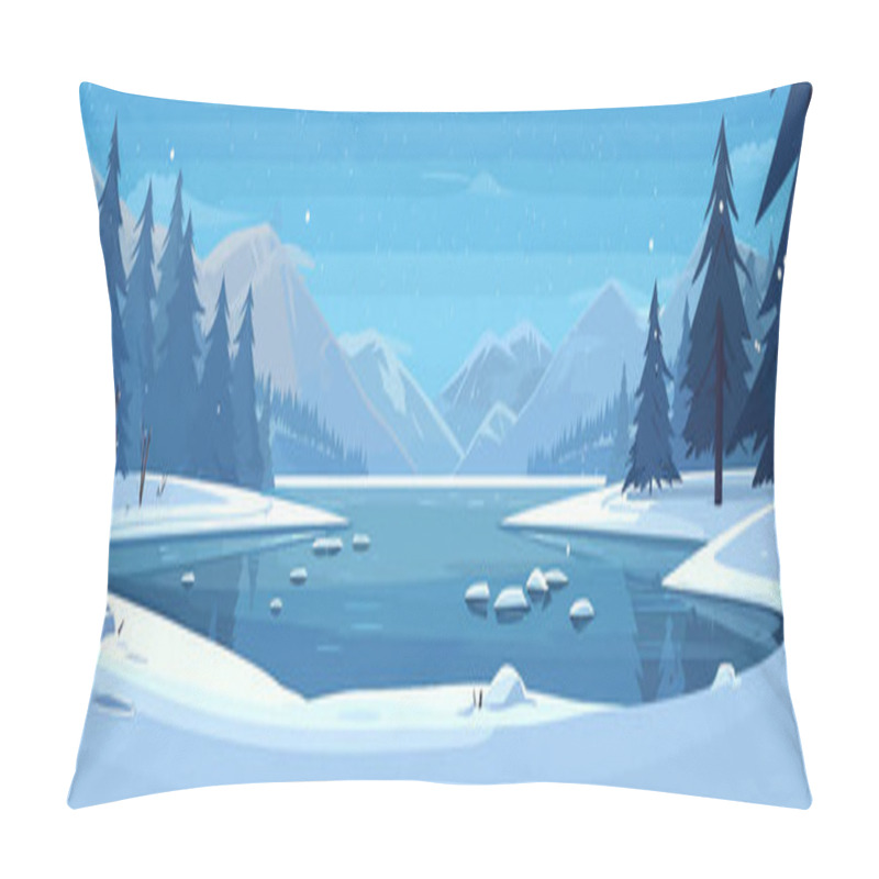 Personality  Frozen Lake In A Snowy Winter Landscape Isolated Pillow Covers