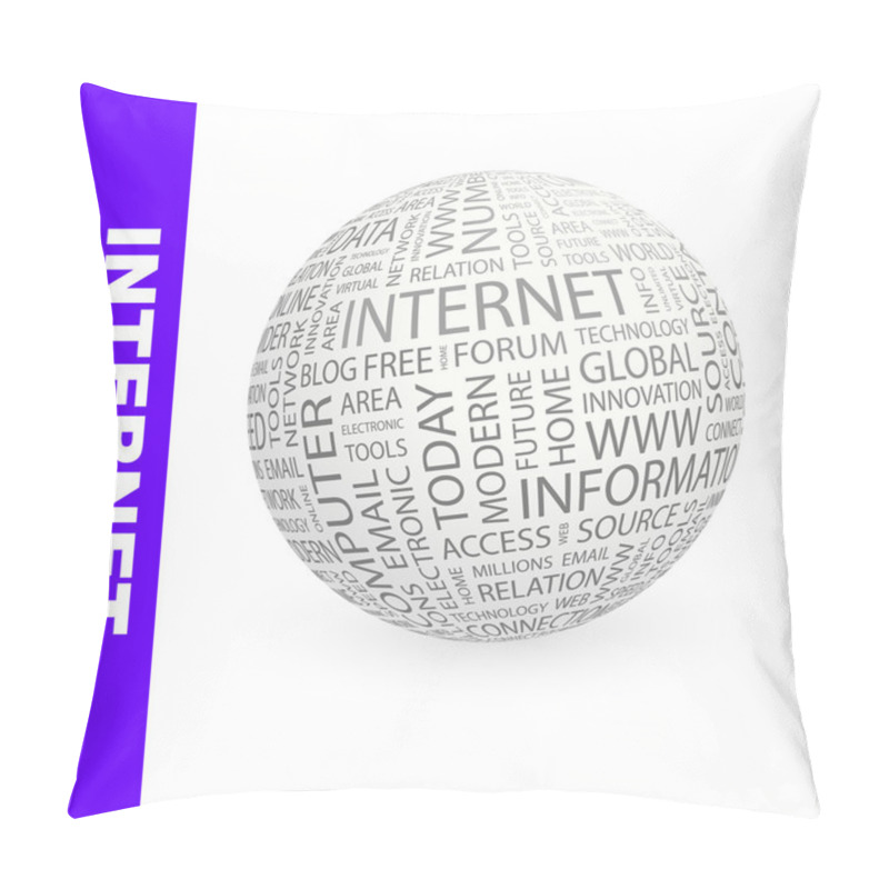 Personality  INTERNET. Globe With Different Association Terms. Pillow Covers