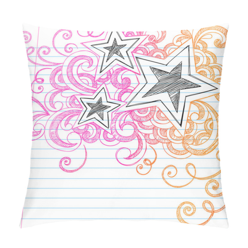 Personality  Sketchy Stars And Swirls Doodles Back To School Vector Design Pillow Covers