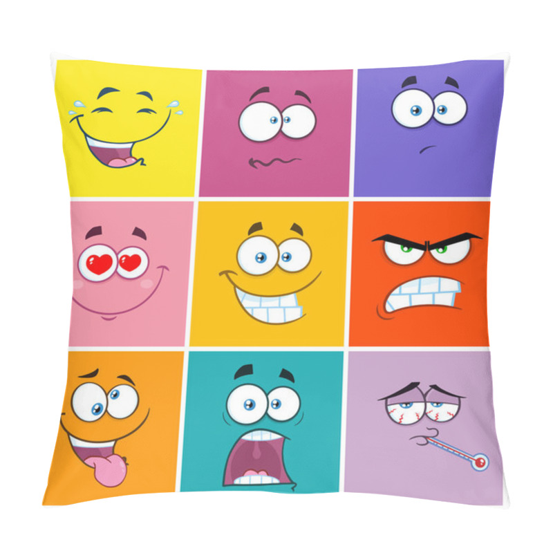 Personality  Set Of Face Expressions Pillow Covers