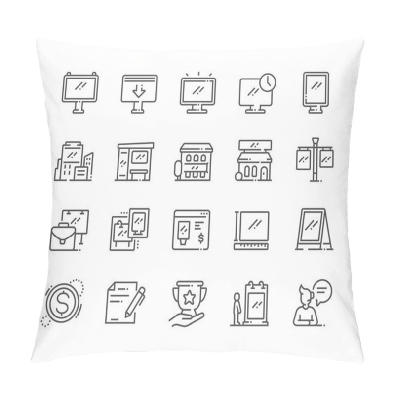 Personality  Outdoor Advertising Well-crafted Pixel Perfect Vector Thin Line Icons 30 2x Grid For Web Graphics And Apps. Simple Minimal Pictogram Pillow Covers