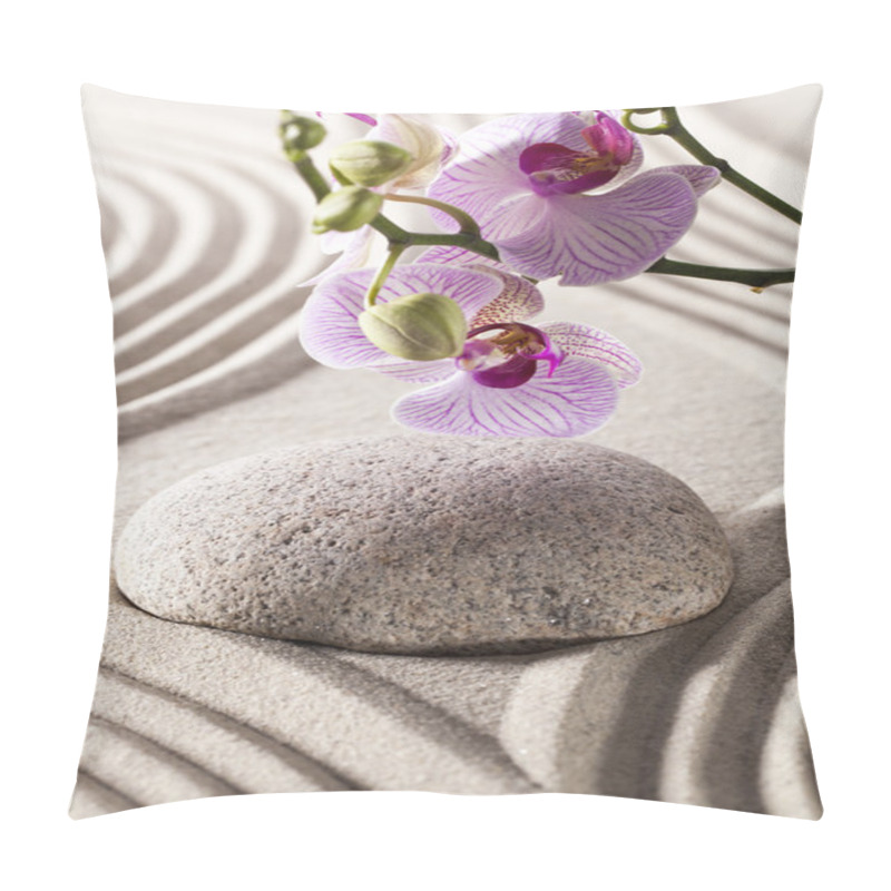 Personality  Symbol Of Inner Beauty With Orchids And Pebble Pillow Covers