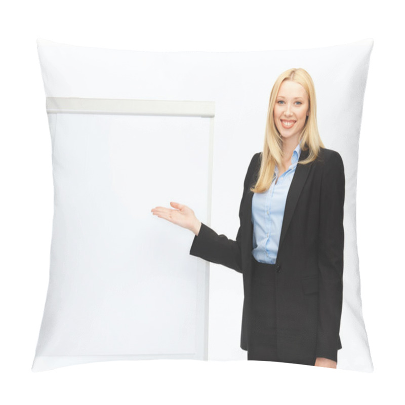 Personality  Businesswoman With Flipchart In Office Pillow Covers