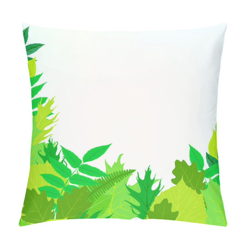 Personality  Spring Card Background With Green Leaves Pillow Covers