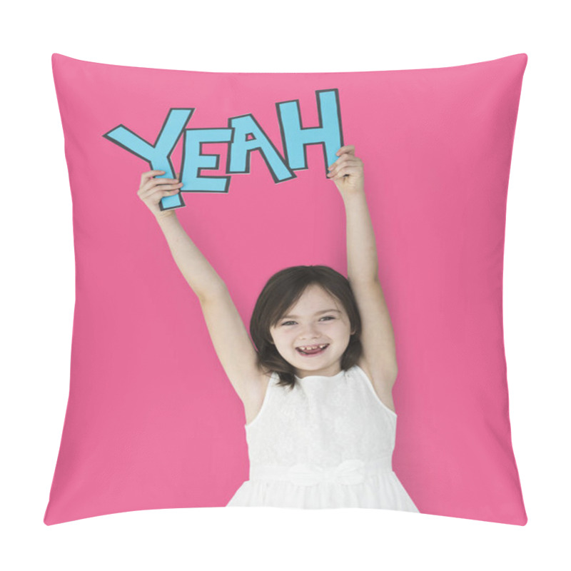 Personality  Little Girl Holding Letters YEAH Pillow Covers