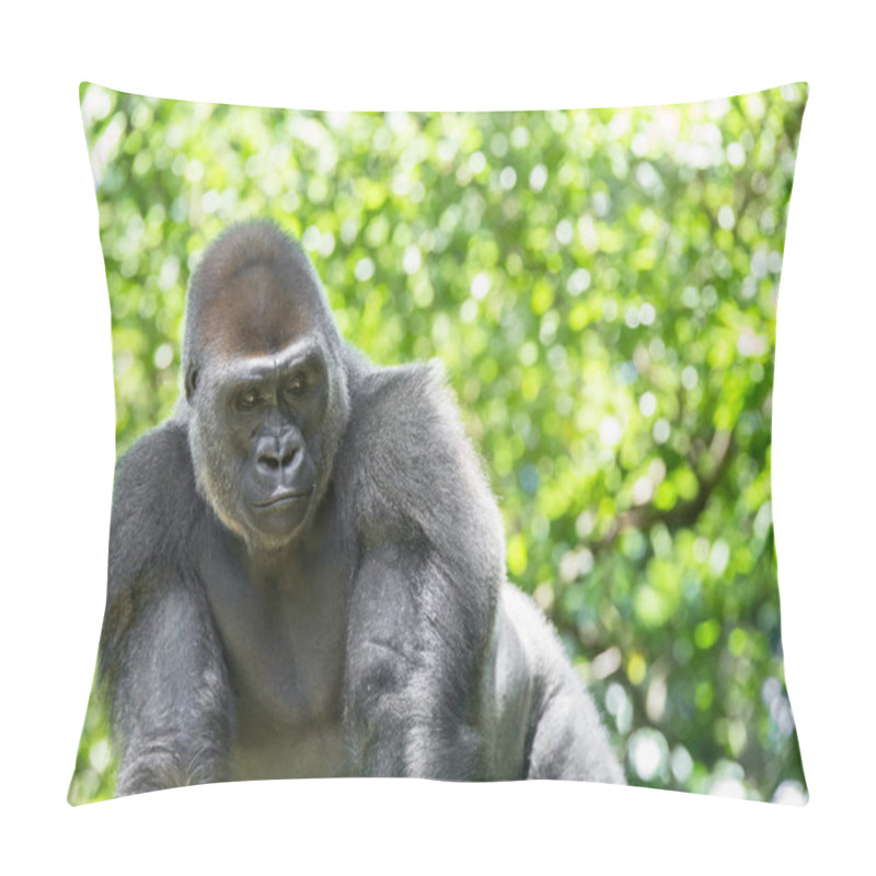 Personality  Typical Western Lowland Gorilla Among Leafy Trees.  Pillow Covers