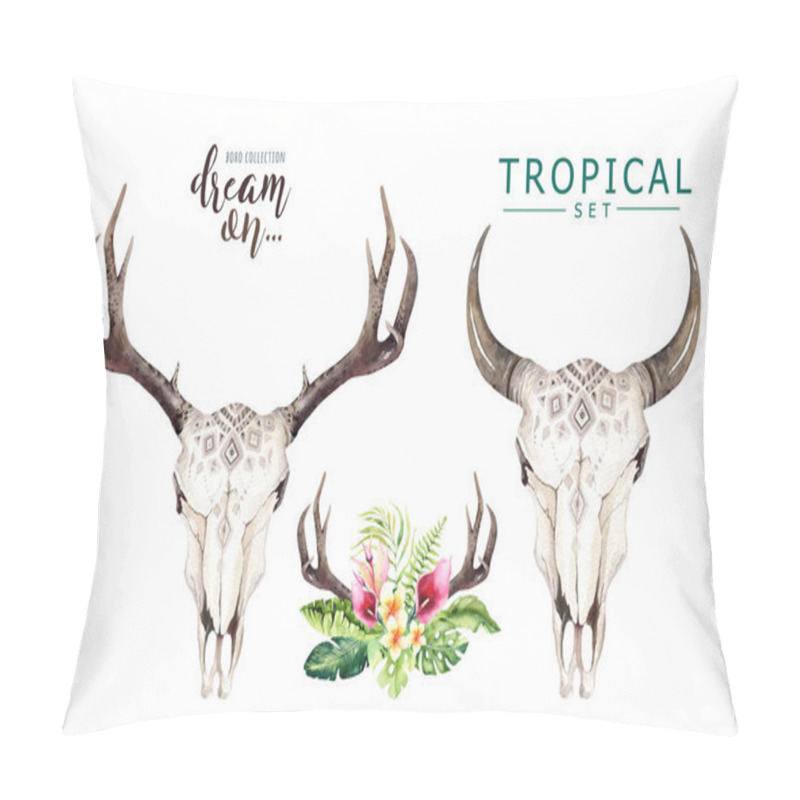 Personality   Bohemian Cow And Deer  Skulls Pillow Covers