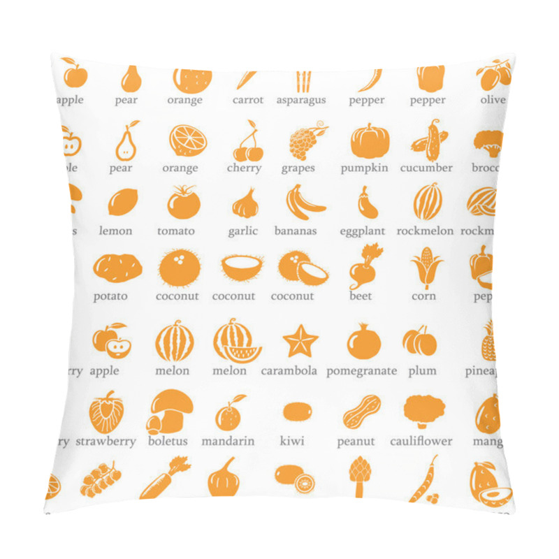 Personality  Set Of Fruits And Vegetables Icons Pillow Covers