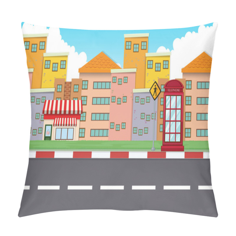 Personality  Buildings Along The Empty Road Pillow Covers