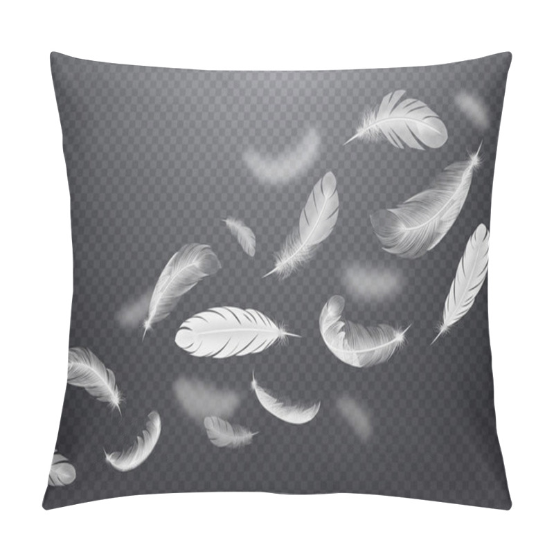 Personality  White Falling Feathers Transparent Set Pillow Covers