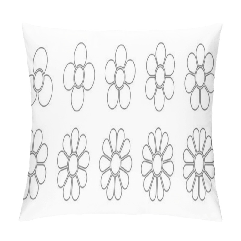 Personality  Set Of Flower Diagrams With Cores And Petals. Pie Charts Divided On Equal Segments In Leaf Shapes Isolated On White Background. Floral Templates For Data Presentation. Vector Outline Illustration. Pillow Covers