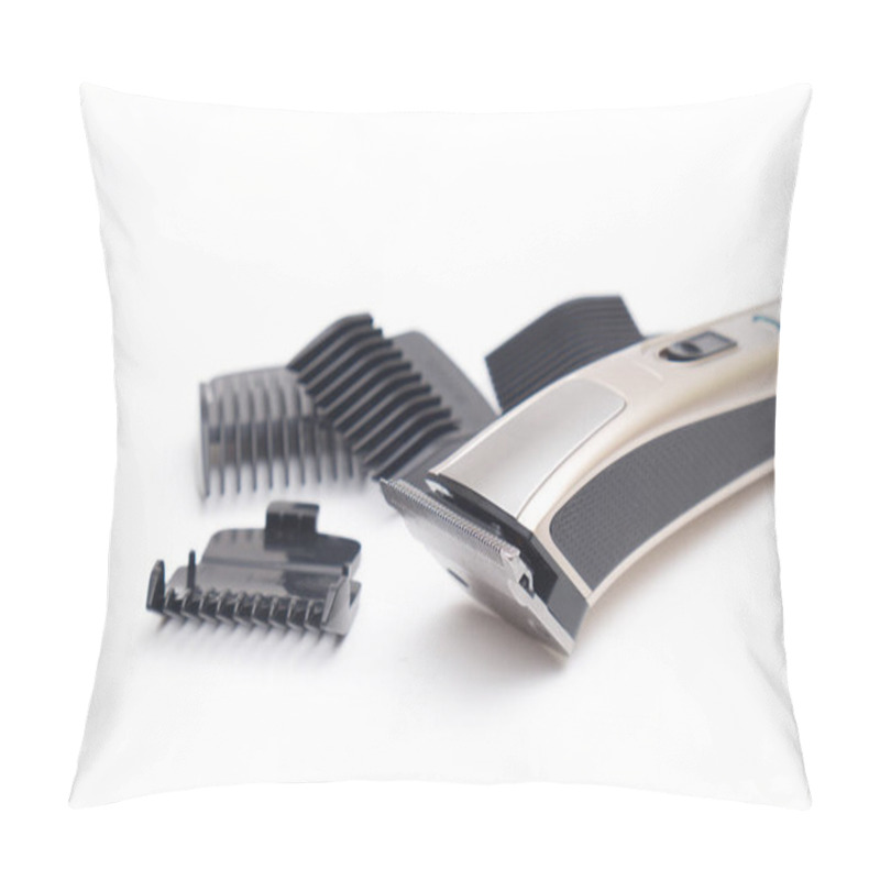 Personality  Brand New Hair Clippers After Use On ISolated White Background. Pillow Covers