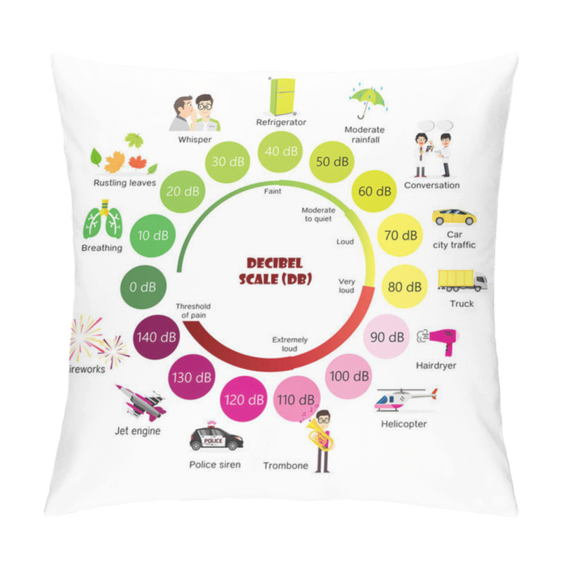 Personality  The Decibel Scale Pillow Covers