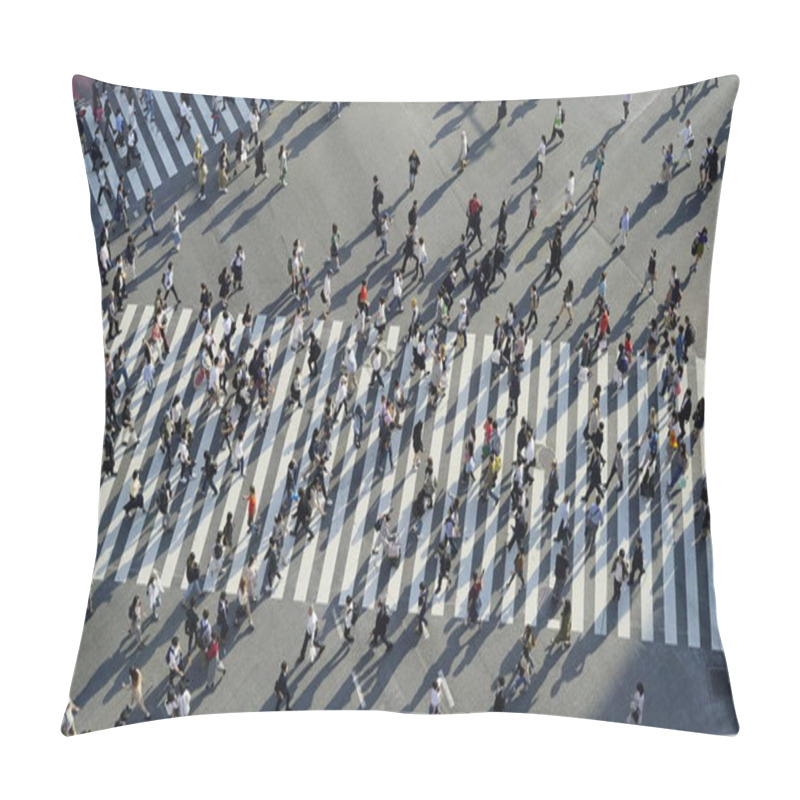 Personality  A Bird's-eye View Of The Crowds Crossing The Scrambled Intersection In Shibuya (Tokyo, Japan) Pillow Covers