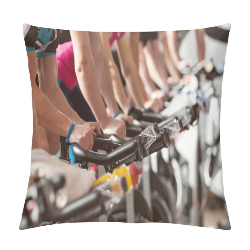 Personality  Gym Detail Shot, People Cycling, Spinning Class Pillow Covers