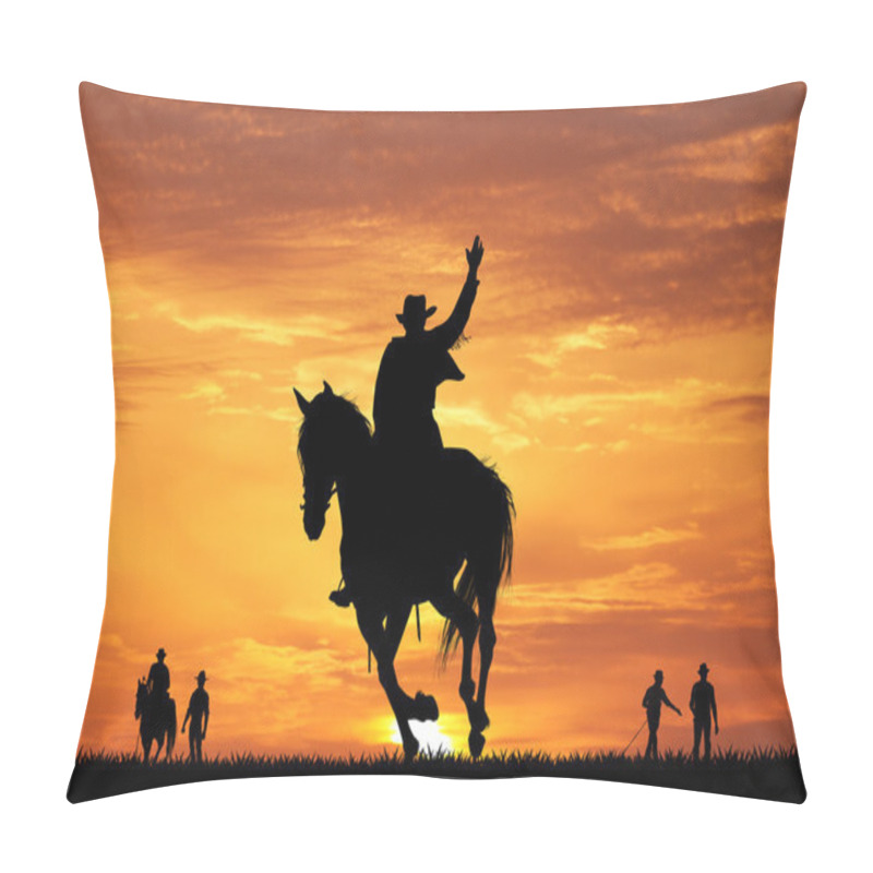 Personality  Rodeo Cowboy At Sunset Pillow Covers