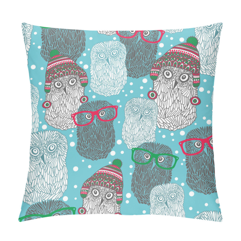 Personality  Seamless Pattern With Party Of Owls Pillow Covers