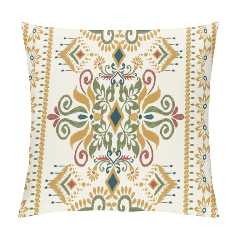 Personality  Ikat Floral Paisley Embroidery On White Background.Ikat Ethnic Oriental Pattern Traditional.Aztec Style Abstract Vector Illustration.design For Texture,fabric,clothing,wrapping,decoration,carpet,print Pillow Covers