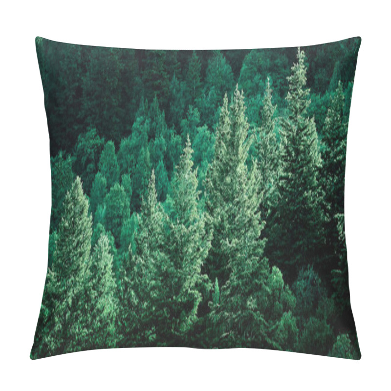 Personality  Forest Of Pine Trees On Mountainside Pillow Covers