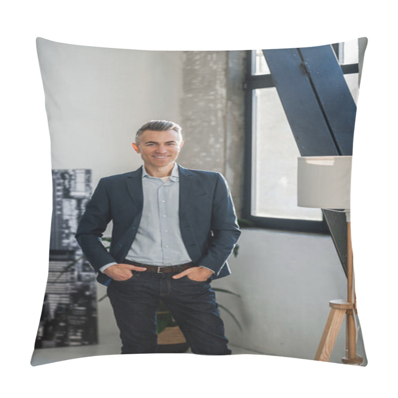 Personality  Successful Businessman. Businessman In An Elegant Suit Looking Confident And Contented Pillow Covers