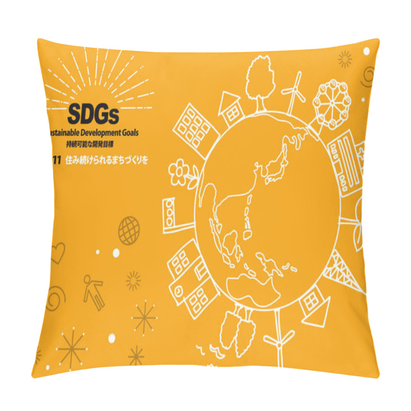 Personality  Hand Drawing Simple Illustration For Sustainable Development Goals Goal 11Japanese Pillow Covers