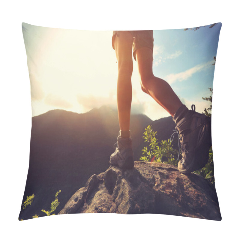 Personality  Female Hiker Legs At Mountain Pillow Covers