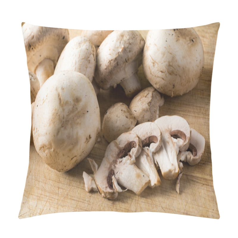 Personality  Sliced Raw Organic White Mushrooms Pillow Covers