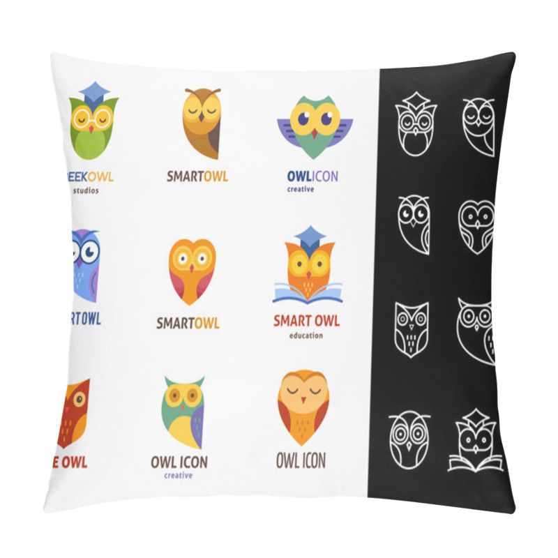 Personality  Owl Outline Icons Collection Pillow Covers