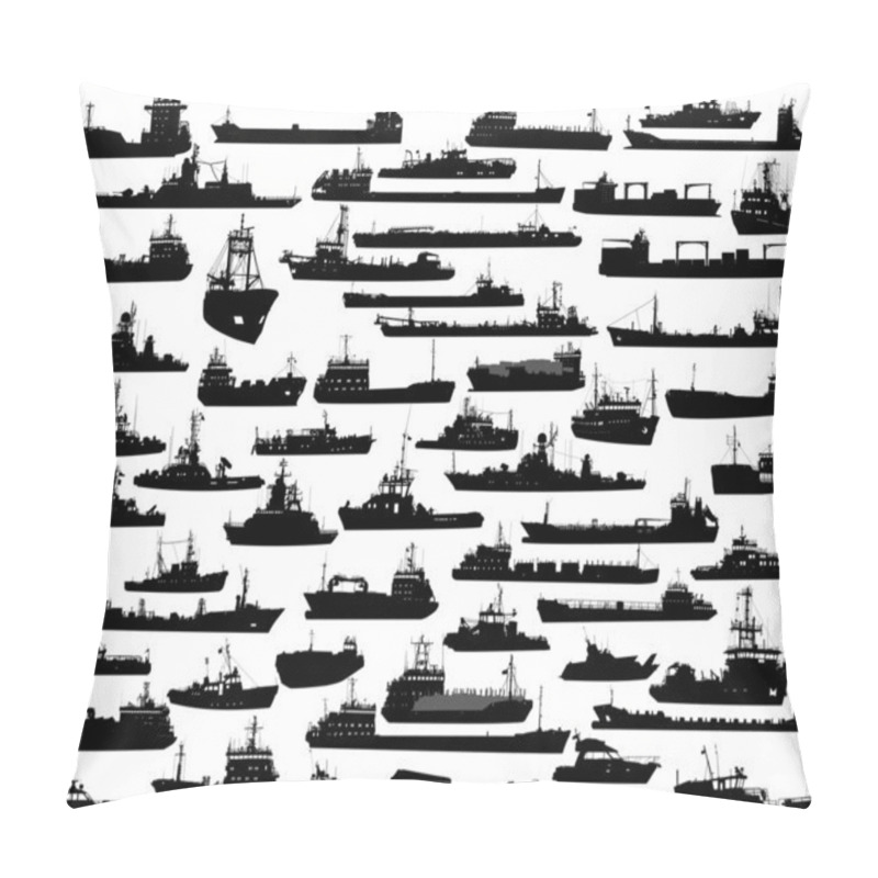 Personality  Vector Set Of 56 Silhouettes Of Sea Towboat And The Ships Pillow Covers