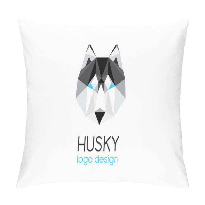 Personality  Husky Dog Head Logo Design - Vector Illustration Pillow Covers