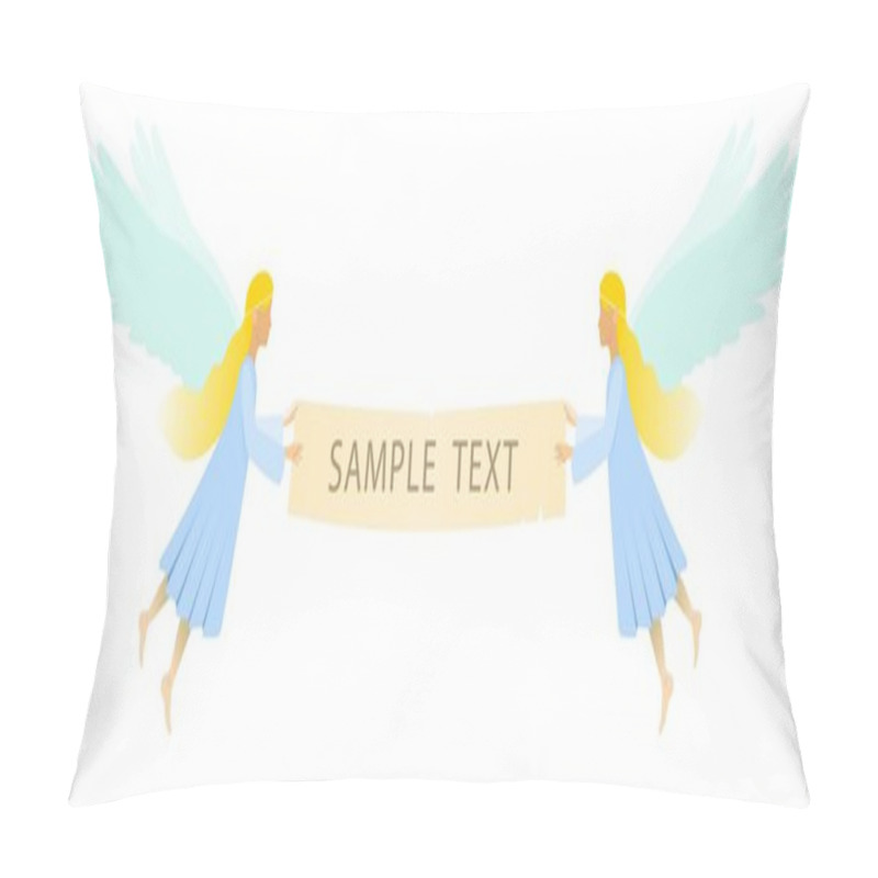 Personality  Two Angels Girl With Flag For Greeting Inscriptions Pillow Covers