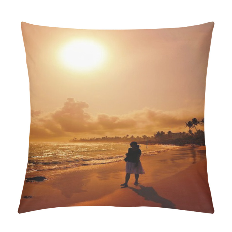 Personality  Woman On Beach At Sunset. Pillow Covers