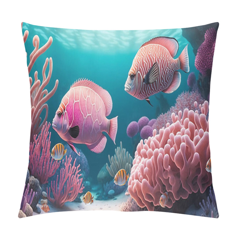 Personality  Sea Background With Tropical Fish And Coral Reefs Pillow Covers