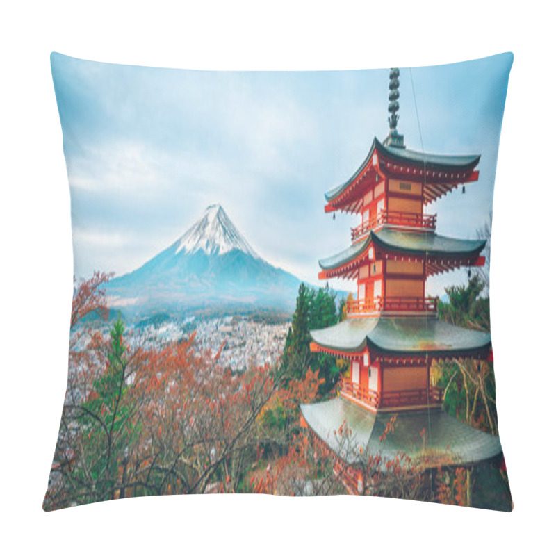 Personality  Mount Fuji, Chureito Pagoda In Autumn Pillow Covers