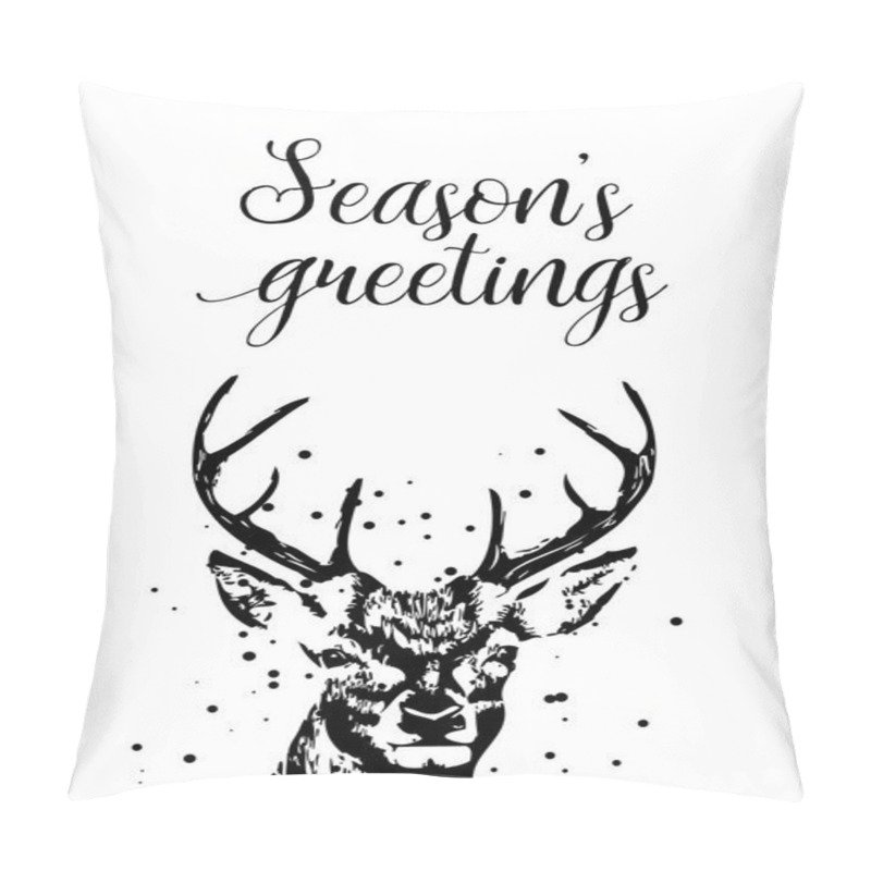 Personality  Seasons Greetings Card With Deer Pillow Covers