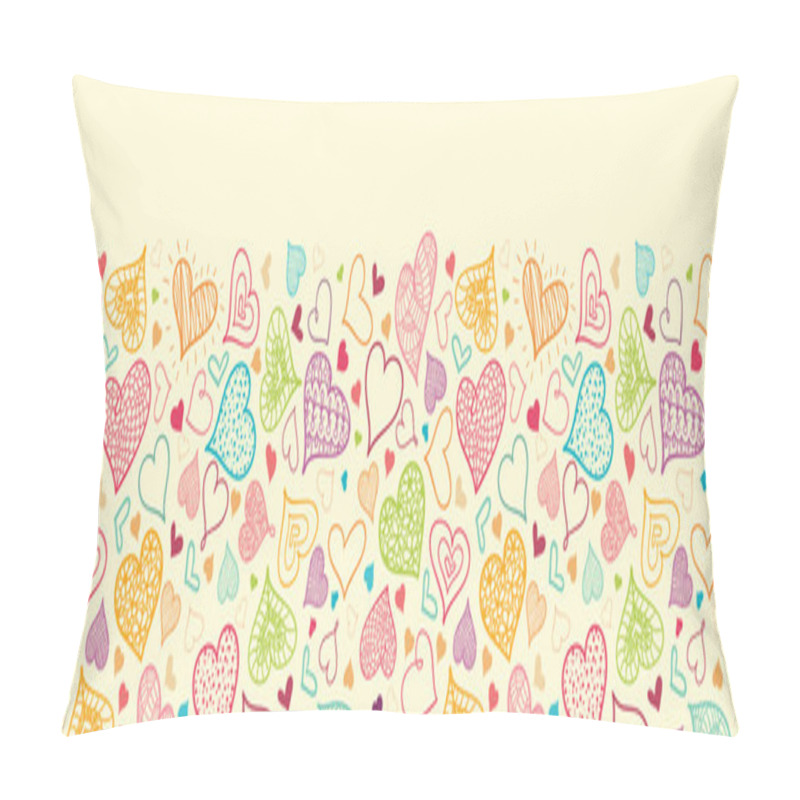 Personality  Doodle Hearts Horizontal Seamless Pattern Background Border Pillow Covers