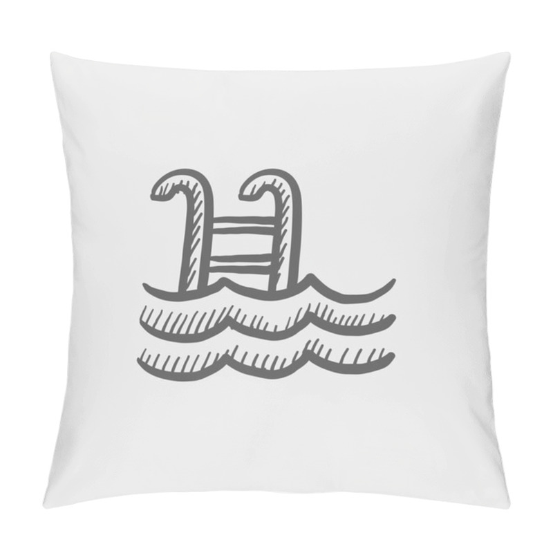 Personality  Swimming Pool With Ladder Sketch Icon Pillow Covers