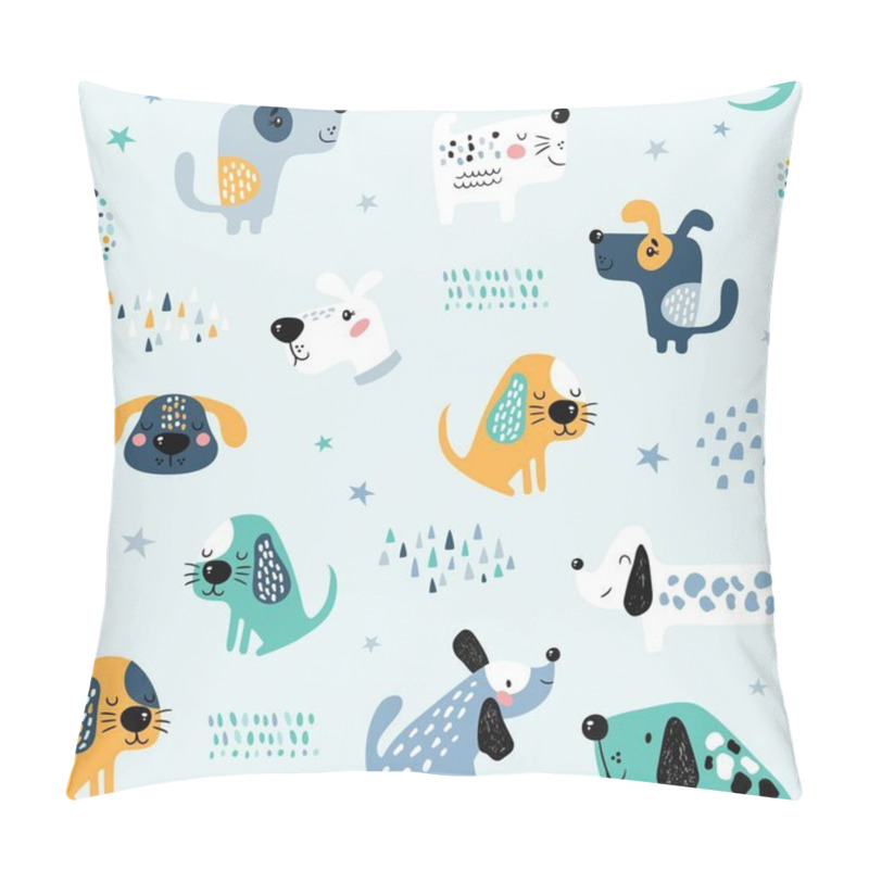 Personality  Childish Seamless Pattern With Funny Dogs. Creative Texture In Scandinavian Style. Great For Fabric, Textile Vector Illustration Pillow Covers