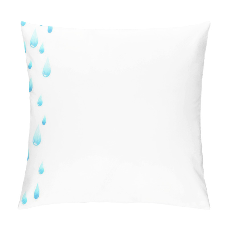 Personality  Water Drops Frame With Empty Space For Your Text. Frame Made Of Raindrops, Tears. Watercolor Hand Painting. Shades Of Blue Abstract Background. Pillow Covers