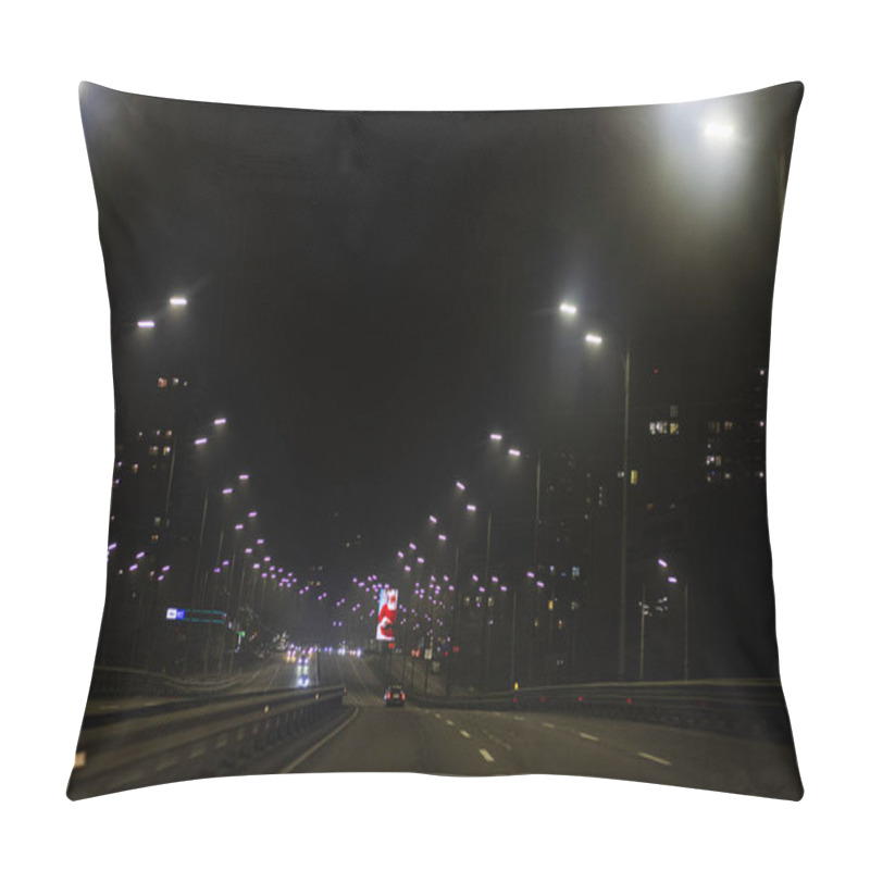 Personality  Evening Highway Illuminated By Lanterns With Cars In Kyiv During The War In Ukraine Pillow Covers