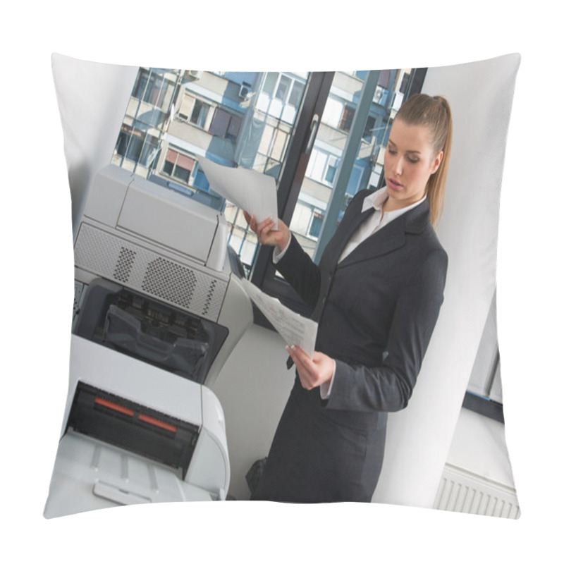 Personality  Business Woman Next To Office Printer Pillow Covers