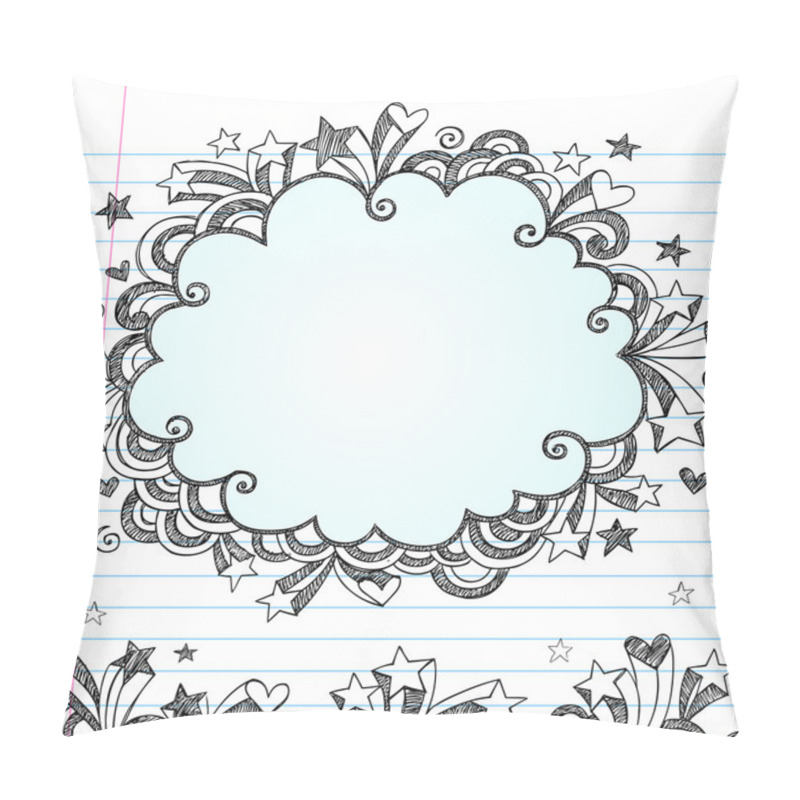 Personality  Back To School Sketchy Cloud Frame Notebook Doodles Vector Pillow Covers