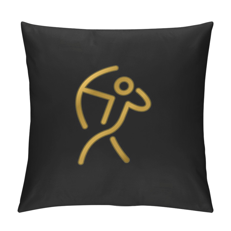 Personality  Archer Stick Man With An Arch Gold Plated Metalic Icon Or Logo Vector Pillow Covers