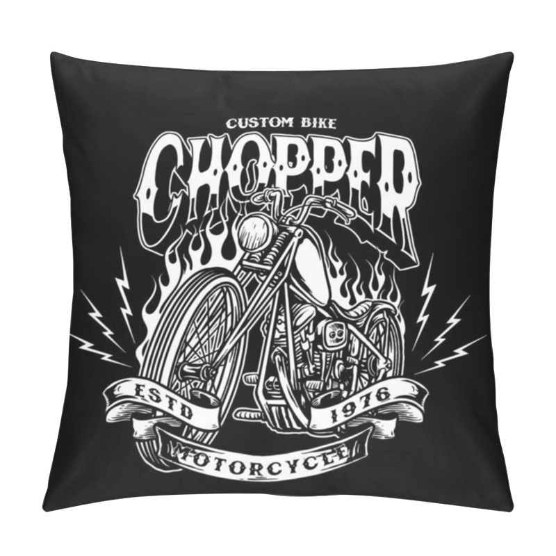 Personality  Custom Motorcycle Chopper Bike Vector Badge Pillow Covers