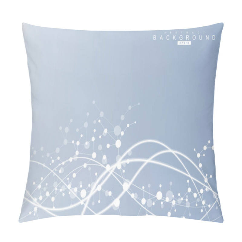 Personality  Structure Molecule And Communication. Dna, Atom, Neurons. Scientific Concept For Your Design. Connected Lines With Dots. Medical, Technology, Chemistry, Science Background. Vector Illustration. Pillow Covers