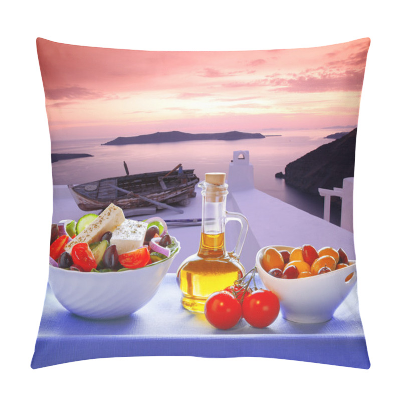 Personality  Greek Salad On Santorini Island In Greece Pillow Covers