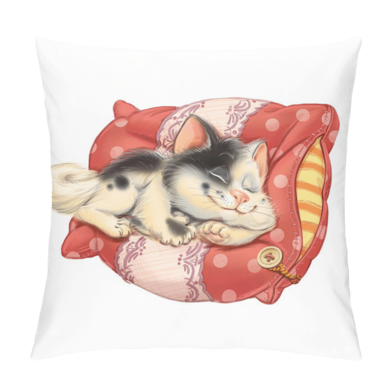 Personality  Card  Lovely Cat Sleeps On A Pillow Pillow Covers