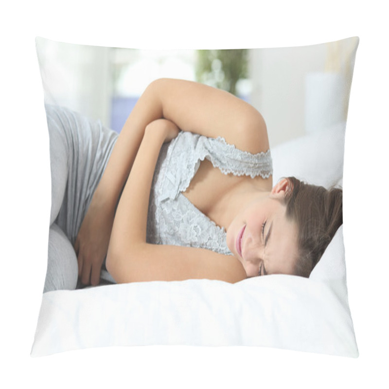 Personality  Girl Suffering Menstrual Pains On The Bed Pillow Covers