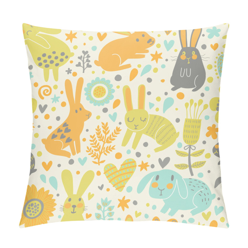 Personality  Cute Rabbits In Hearts And Flowers. Pillow Covers