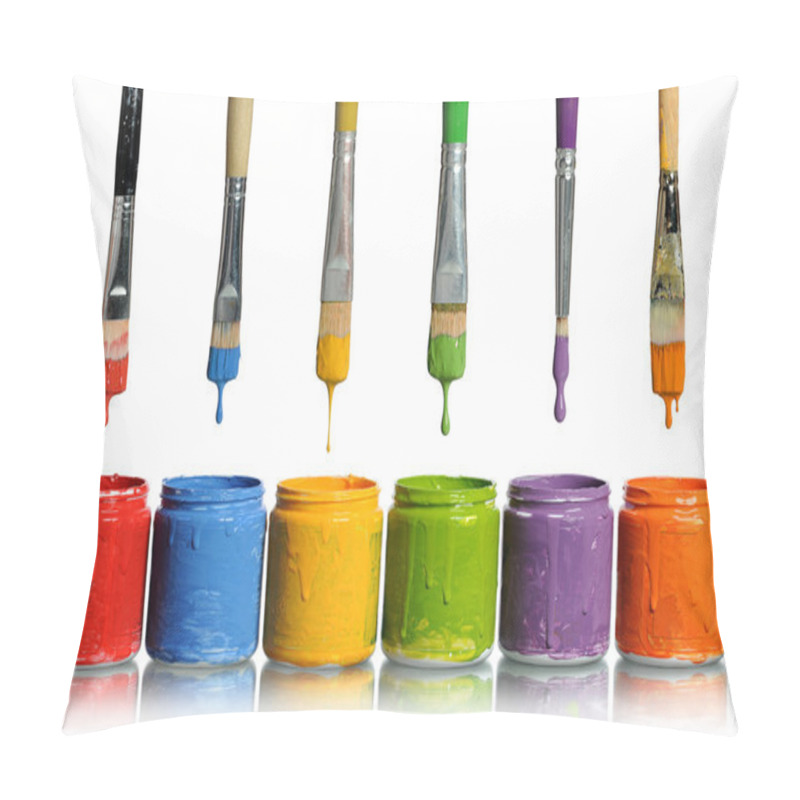 Personality  Paintbrushes Dripping Into Paint Containers Pillow Covers